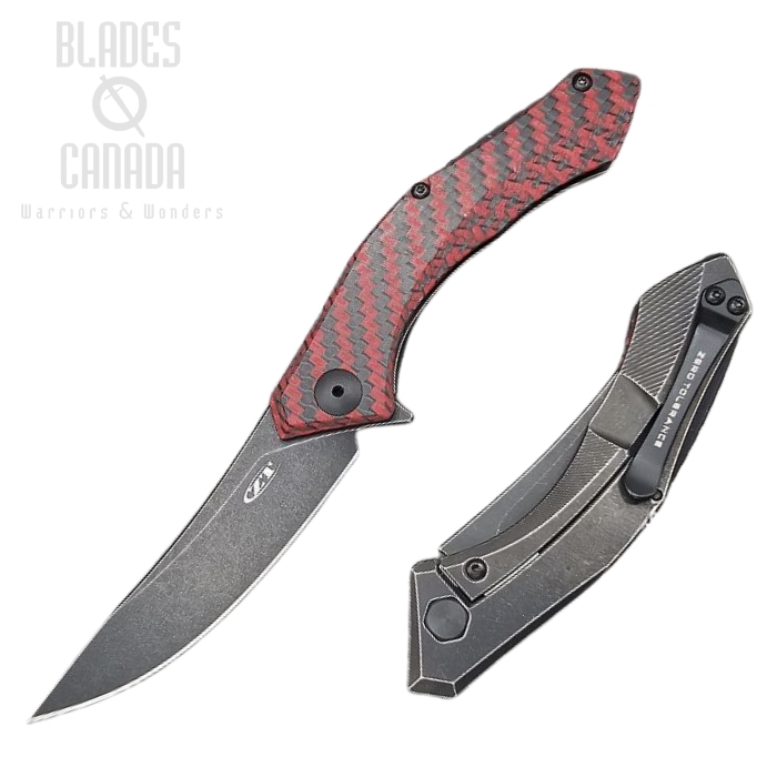 Zero Tolerance 0460RDBW Flipper Framelock Knife, 20CV Black SW, Carbon Fiber Red/Titanium Black, ZT0460RDBW